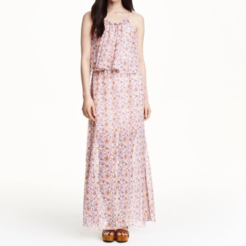 H&M conscious floral maxi dress with flutter bust